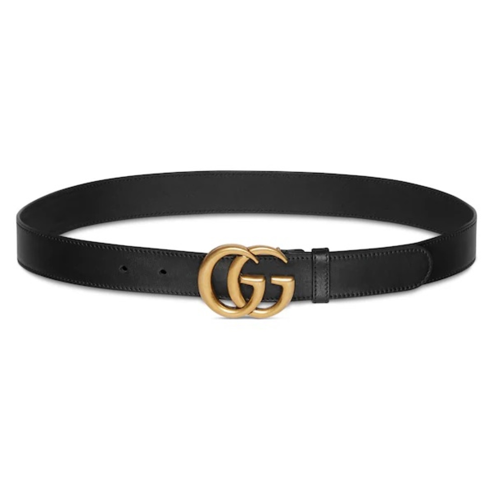 Gucci Black Belt with Gold Double G Buckle
